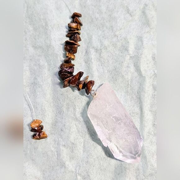 Tiger's Eye Lumurian HandMade Silver Hook Quartz Water Window Crystal S4 - Picture 1 of 6